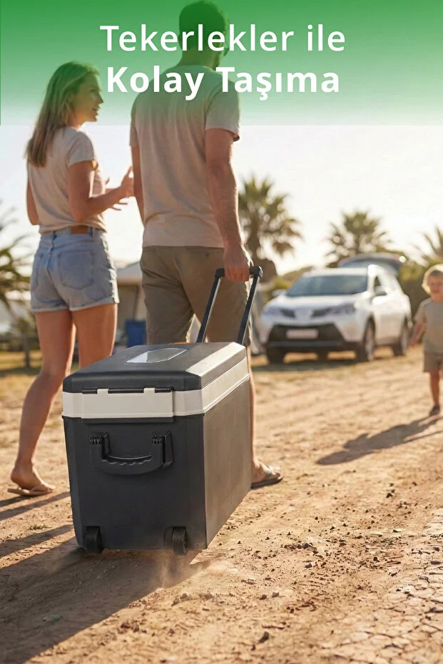 KIM-4753 Oto Buzdolabı | 40 L Kapasite & 12V/24V & USB Çıkış & Tekerlekli